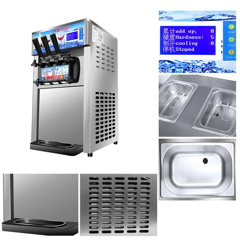 Machine à crème glacée domestique 220v 1200W, commerciale, automatique, cône, bureau, petite Machine à glace molle