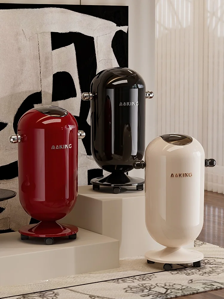 

Ele Flip-Top Egg-aped Tra Can Large Capaci Living Room Use No Bending over Portable Fly Household Waste Bin