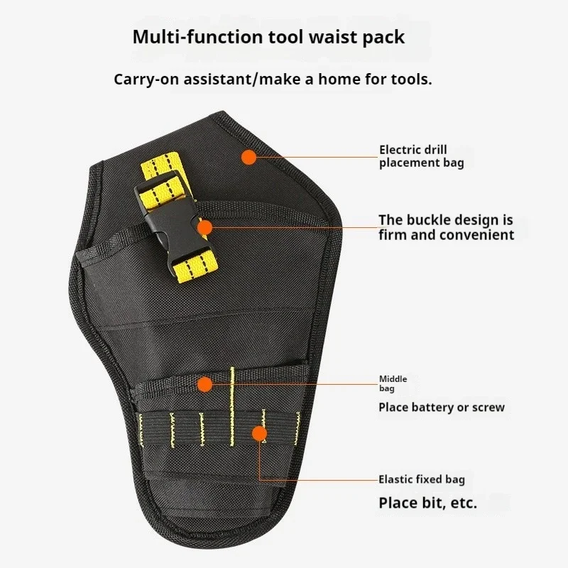 Taladro eléctrico hecho a mano de tela Oxford impermeable y resistente al desgaste, llave eléctrica multifuncional, bolsa de cintura, antiperforación