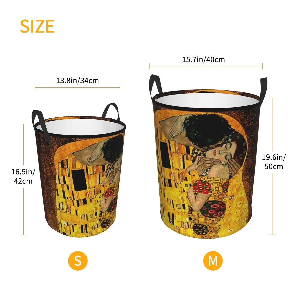 Gustav Klimt The Kiss Folding Laundry Baskets Dirty Clothes Home Organizer Large Waterproof Box For Home Kids