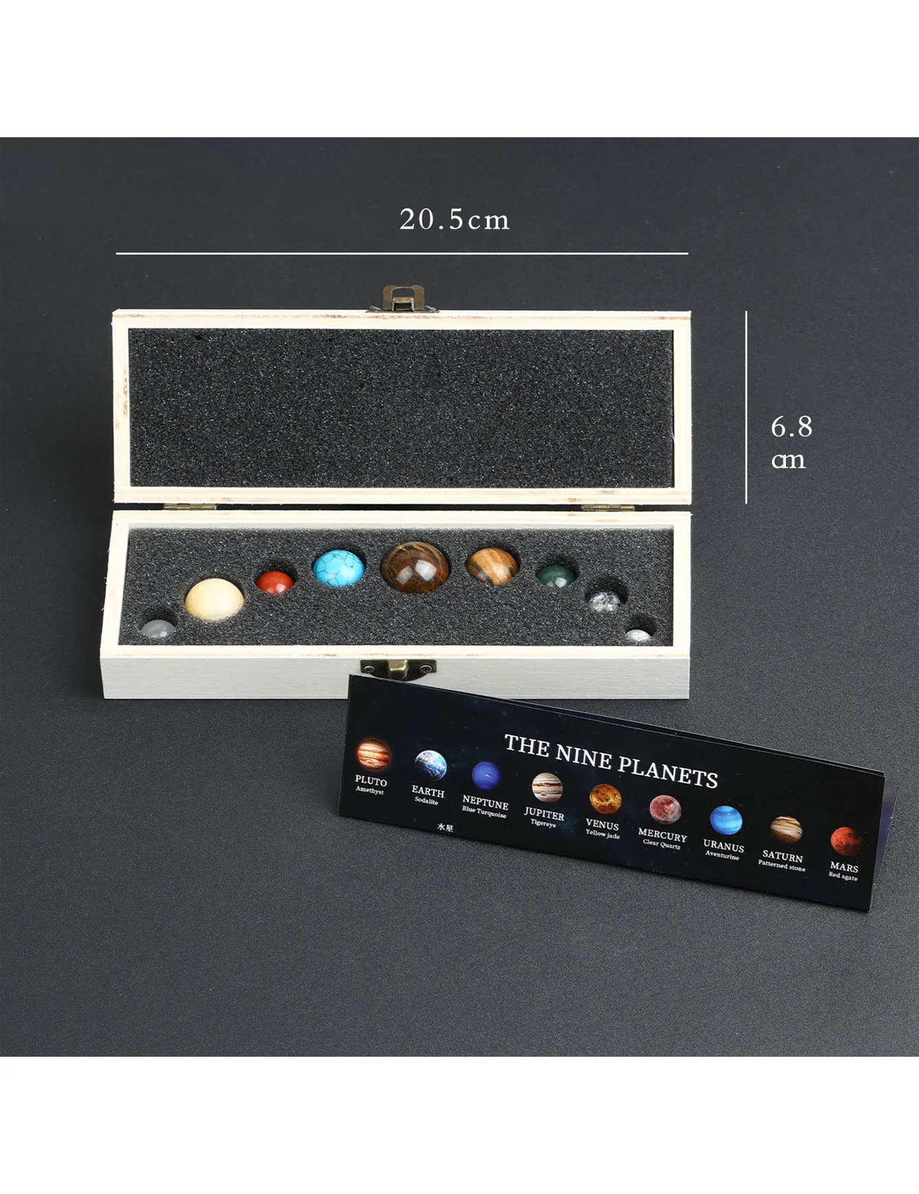9pcs Natural Stone Balls, 9 Planets Solar System Desktop Decor, Cosmic Universe Model, Creative Gift, Home/Office Desk Ornament