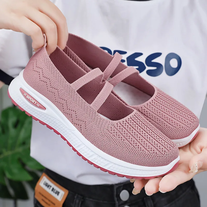 Women's Shoes 2024 Summer New One Step Single Shoes Large Mom Sports and Leisure Lazy Shoes Women's Breathable Mesh