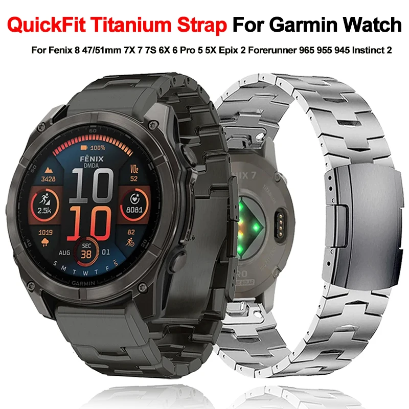 Quickfit 22mm 26mm Titanium Strap For Garmin Fenix 8 E 47/51mm 5/5X/5XPlus/3 Metal Release Watch Band For Forerunner 935 945 965