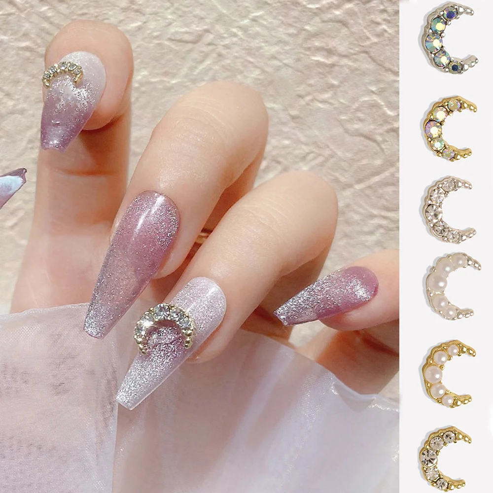 10pcs Japanese Sailor Fairy Nail Art Charms Moon,Bow Diamond Pearl Rhinestones Nails Decorations 3D Accessoies Nail Tips Parts