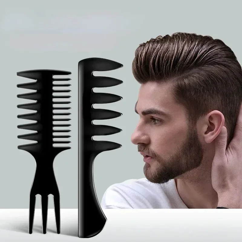 Wide Teeth Hairbrush Oil Fork Comb Men Hair Beard Trim Hairdressing Brush Afro Hairstyle Barber Styling Tools Salon Accessories