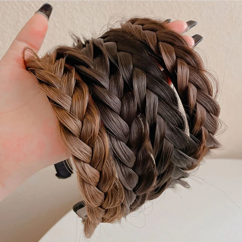 

New Women Braid Wig Headband Non-Slip Hair Hoop Headdress Fashion Female Hairstyle Hairband For Girls Hair Accessories Headwear