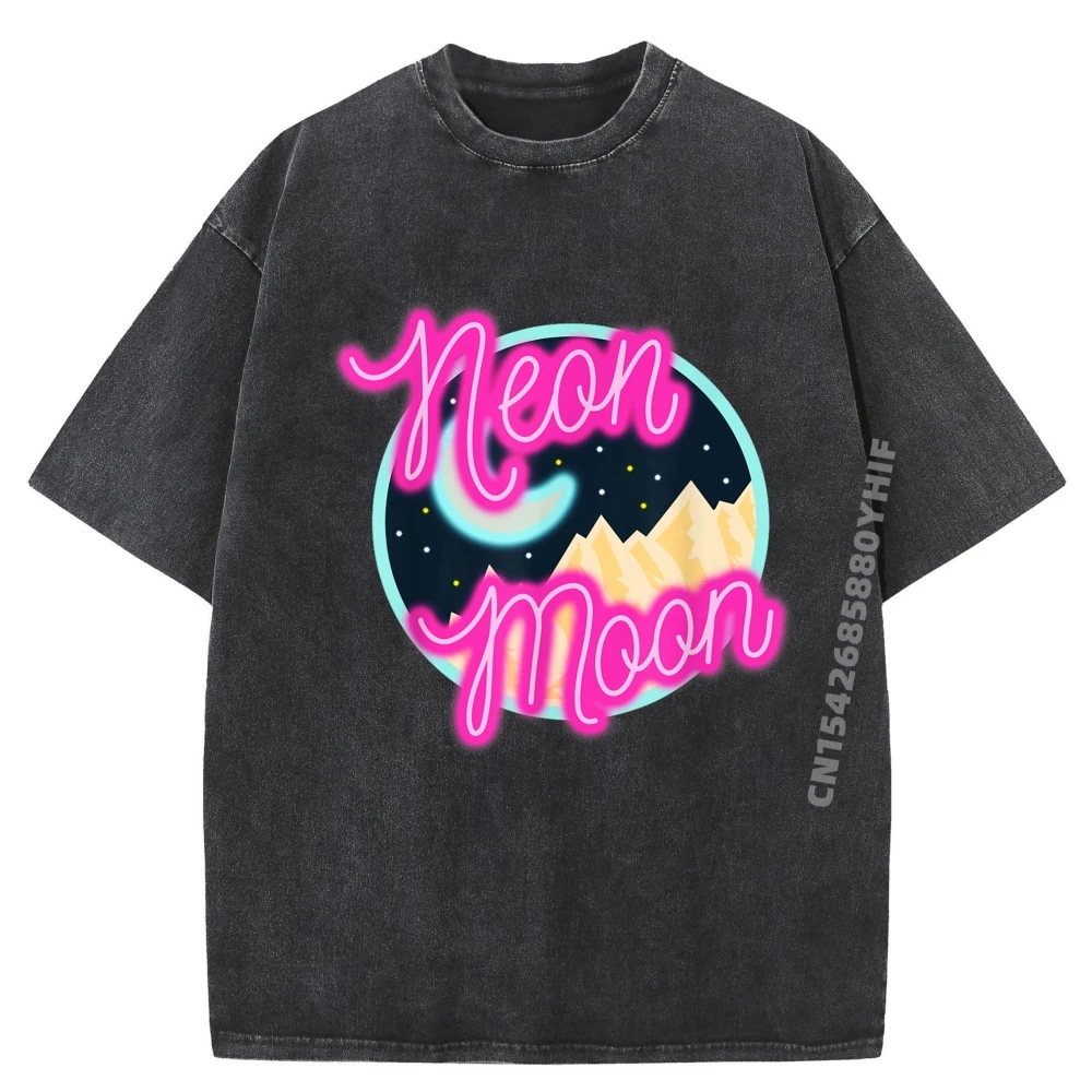 

Neon Moon Shirt Retro Western 80s 90s Country Tee Luxury Clothing Men Breathable Washed Clothes Printed Tops T-shirt