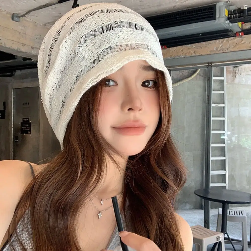 أزياء جوفاء جوفاء السترة قبعة حلوة رقيقة محبوك قبعة تنفس الكورية نمط قبعة واقية من الشمس في الهواء الطلق