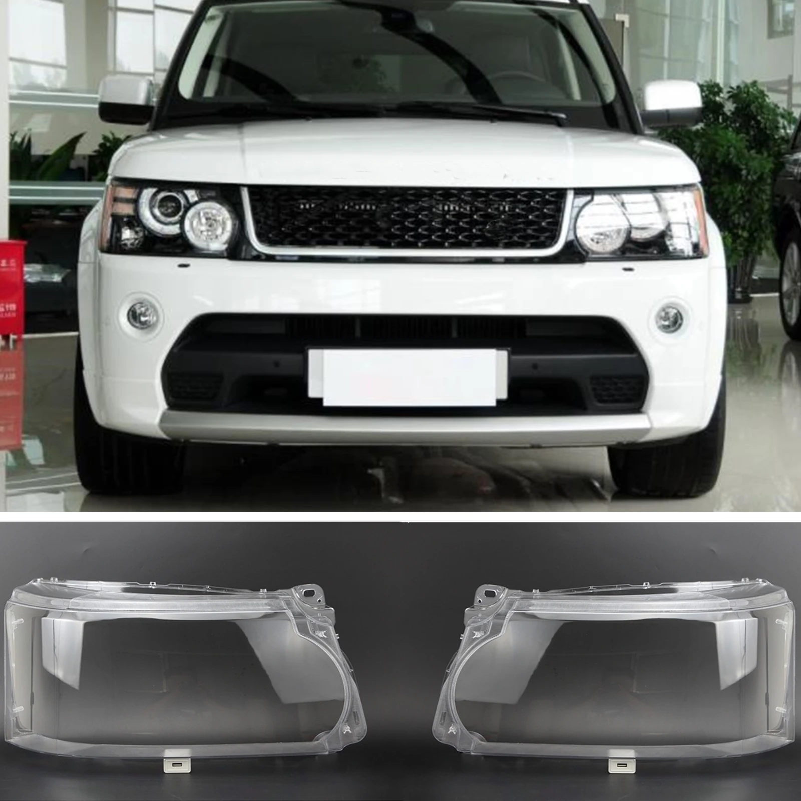 

Пара крышек объектива фары для Land Rover Range Rover Sport 2010-2013 Прозрачный чехол для передней фары головного света