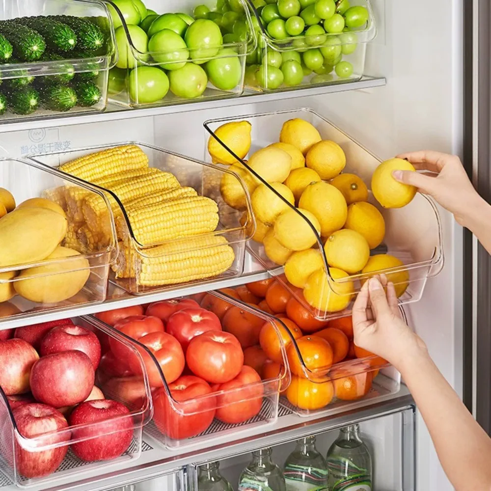 

Refrigerator storage box, kitchen drawer style plastic rectangular egg freezer, food sorting and storage, food preservation box