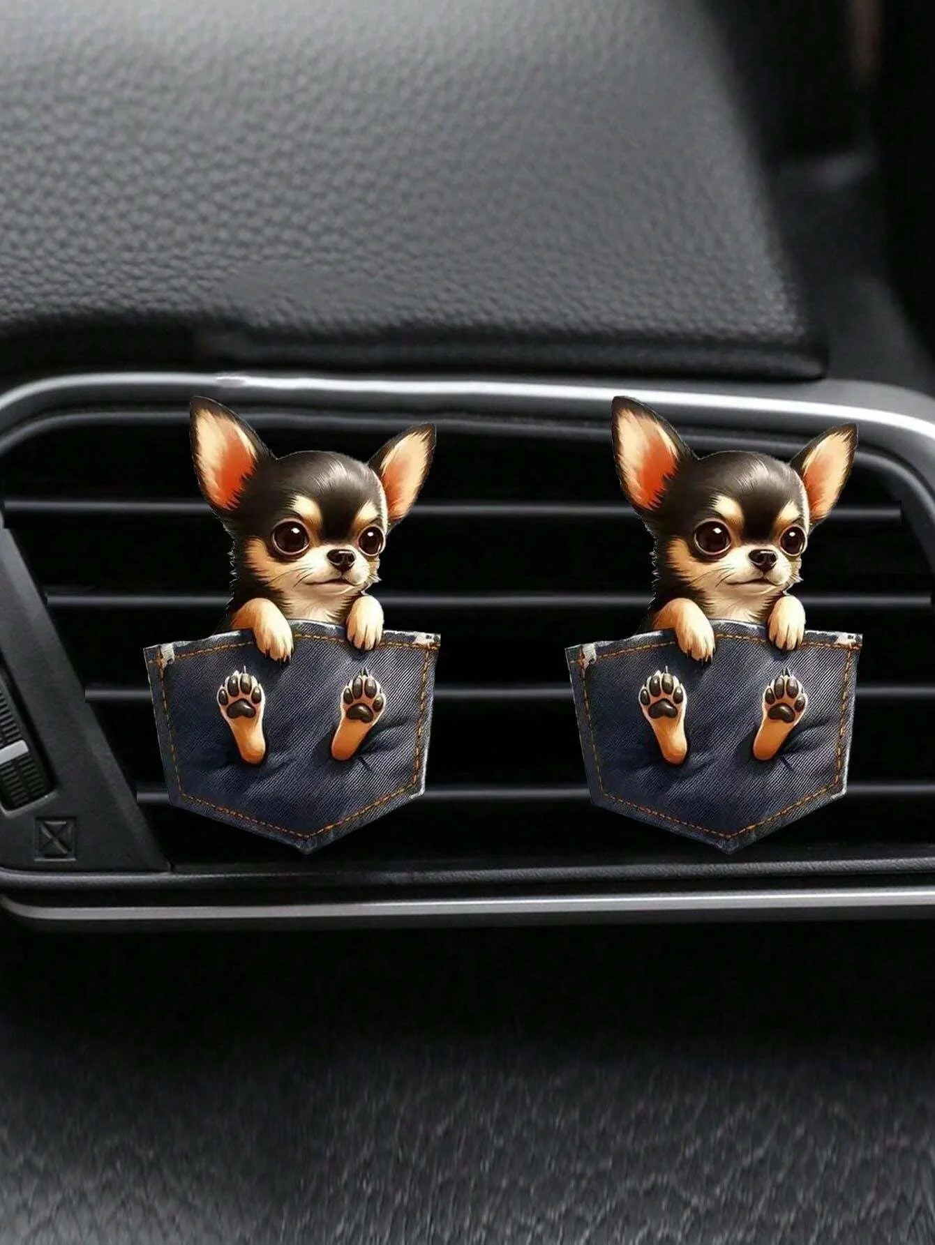

Акриловый автомобильный зажим для вентиляционного отверстия Chihuahua — 3D-дизайн с милой собакой, регулируемый зажим для надежной посадки, освобождает приятный аромат без блока