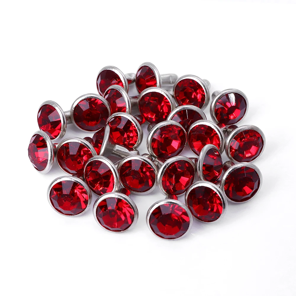 QIIY 6/8 mm Glasnieten Strass Glitzer Kristall AB Silber Rand Steine Ohrstecker mit Pflege Strasssteinen für DIY Kleidung Dekoration – Detail 8