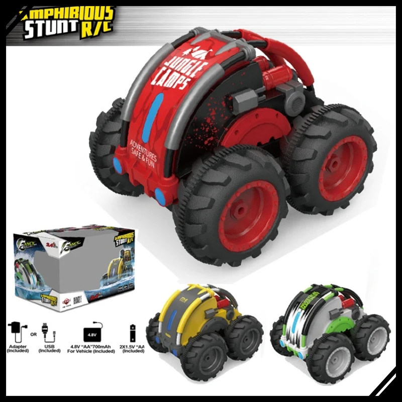 

Радиоуправляемый трюковый автомобиль-амфибия, двухсторонний вращающийся пульт дистанционного управления, водонепроницаемый внедорожный флип-автомобиль, 4WD, детская игрушка в подарок