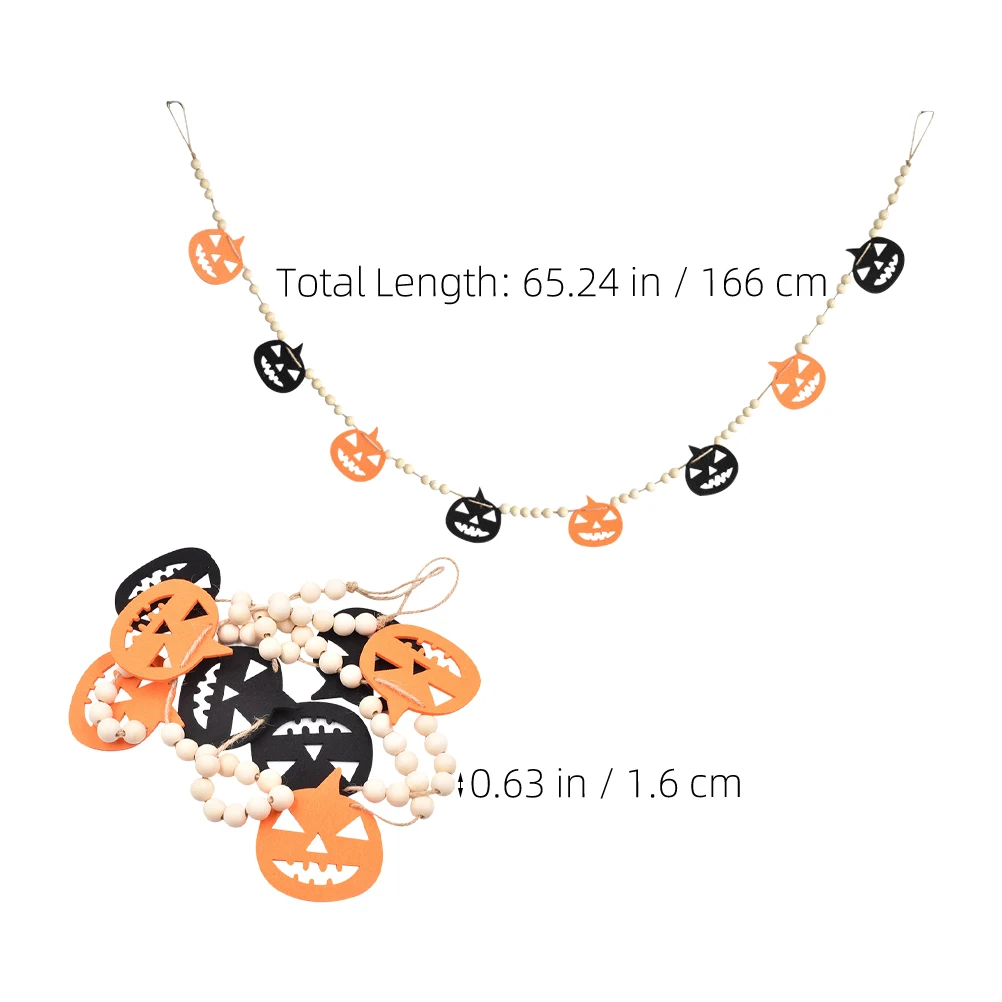 

Wooden Beads and Hemp Rope Decoration Beaded Garland Decorative Wall Hanging Halloween Pendant
