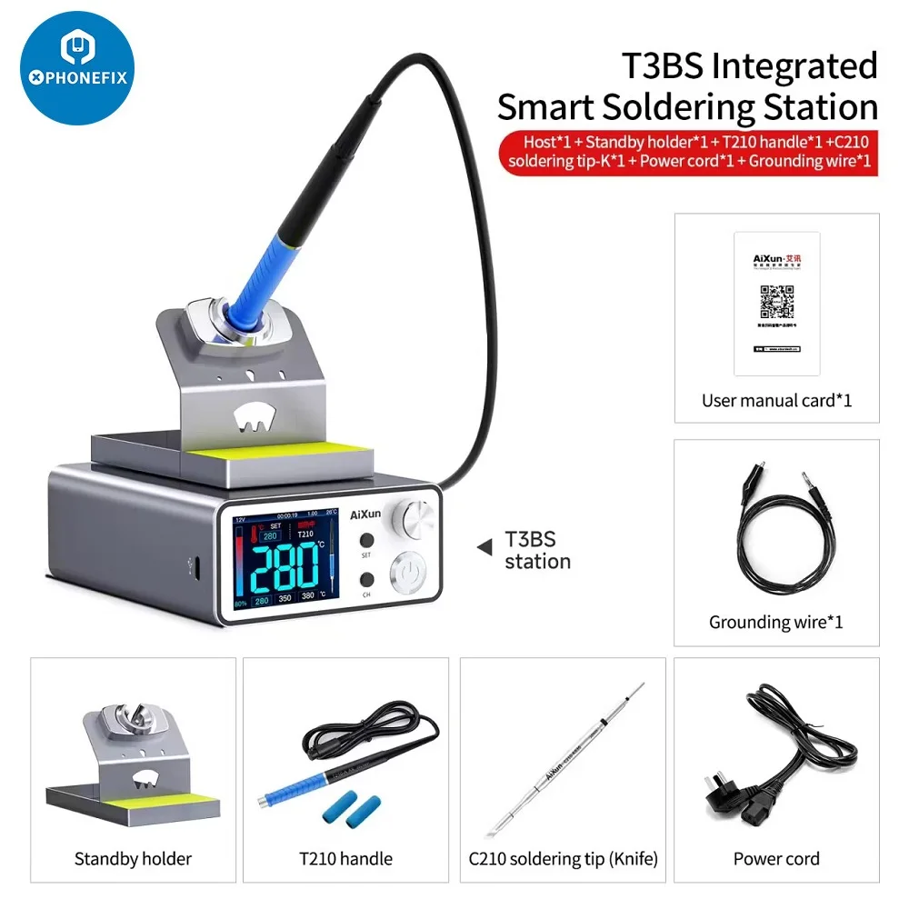 

Aixun T3B Nano Intelligent Soldering Station With T210 T115 Handle Soldering Iron Tips For Phone Circuit Board BGA Repair Tool