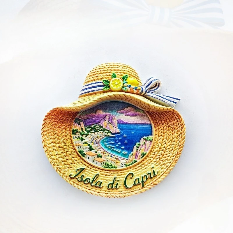 A Sun Hat & Yellow Lemon on A Luminous Coastline. A 3D Keepsake of Capri's Sweetness & The Mediterranean's Gentle Pace