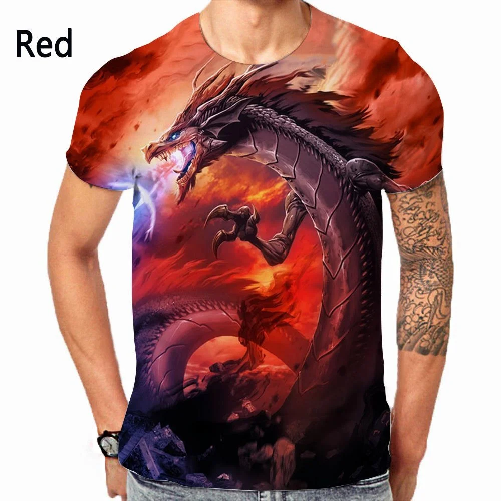 Summer Fashion Dragon 3D Printed T-shirt Men's and Women's Casual Short Sleeve Dragon Shirt Personality Streetwear Top