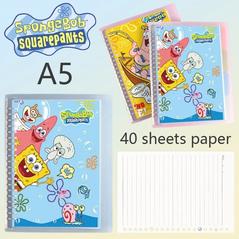 A5 SpongeBob Notebook Patrick Star Loose Leaf Refill Binder Notepad Student Horizontal Line Flipbook Stationery School Supplies