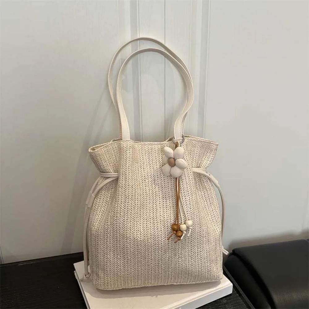 

Сумка-тоут из плетеной соломки с магнитной застежкой, большая вместительная сумка через плечо для поездок на работу, легкая полиэстеровая сумка для пляжного отдыха