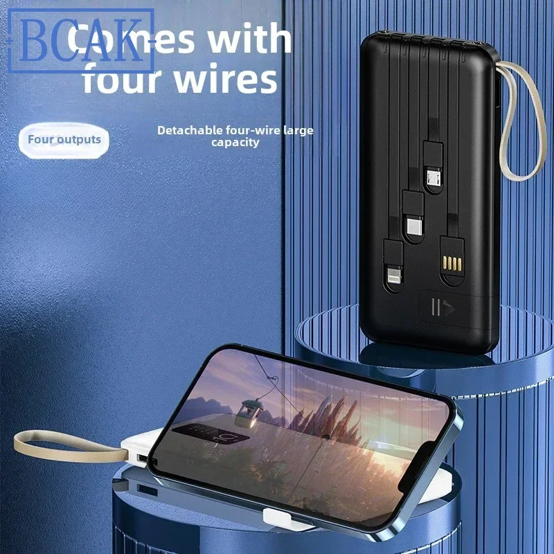 

New Style BCAK Mobile Phone Power Bank 20000mAh Self-contained Cable Fast Charging Large Capacity Mini Portable Mobile Power Sup