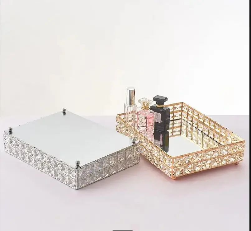 

Европейский хрустальный поднос для вечеринки, металлический стеклянный поднос для хранения, косметический орнамент для хранения фруктов, гостиная, настольные поделки, украшение для дома