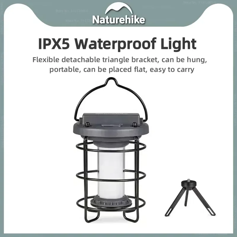 

Naturehike Outdoor Camping Light 3 Stop Dimming Rechargeable Portable Travel IXP4 Waterproof Detachable Bracket rechargeable