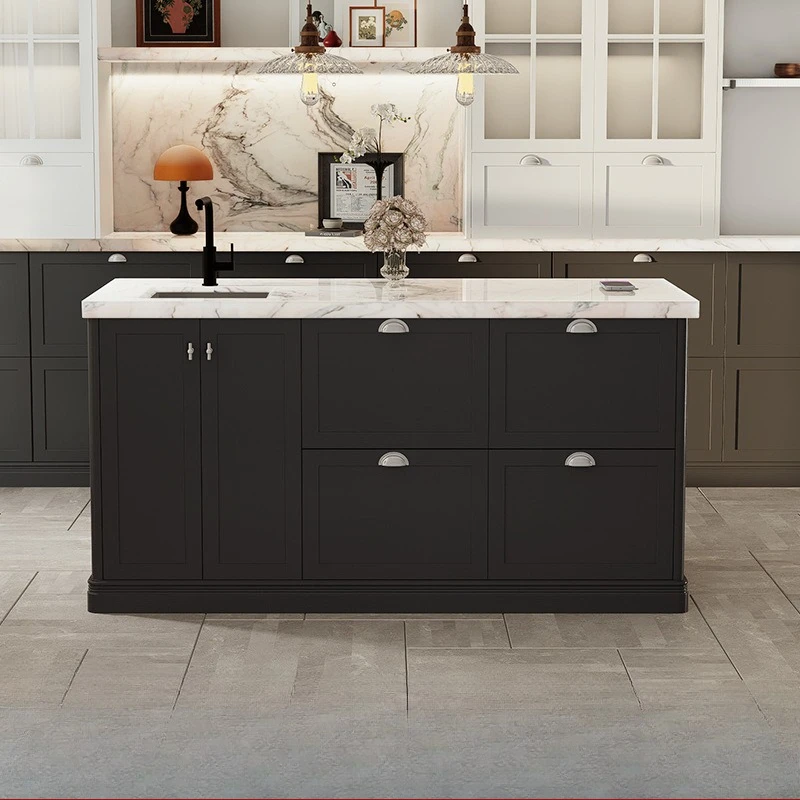 Natural marble French light luxury bar side integrated cabinet, open small apartment bar partition cabinet