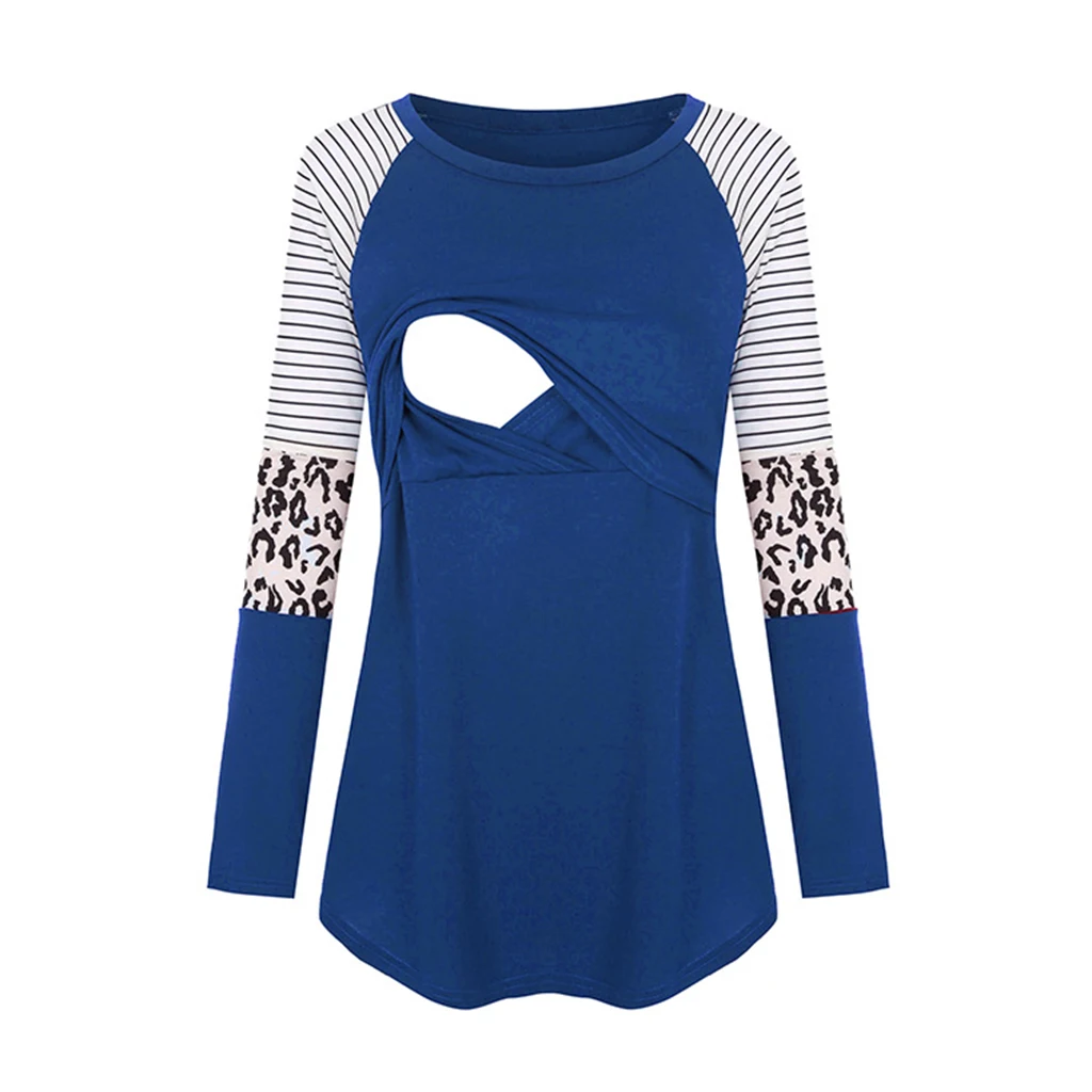 Frauen Mutterschaft Langarm Stillen Patchwork Farbe Tops Stillen Bluse – Detail 5