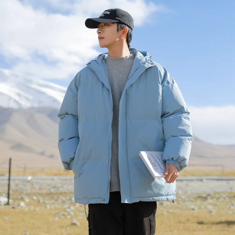 

Men's Long-sleeved Cotton-padded Jacket Hooded Jacket Trendy Solid-color Bread Jacket Men's Jacket Outdoor Jacket Couple Style