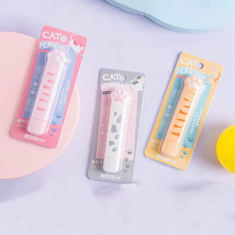 1-3 pcs Lytwtw Cute Kawaii Cute Cat Claw Stationery Office School Supplies Gift Double Head Corrector Tape