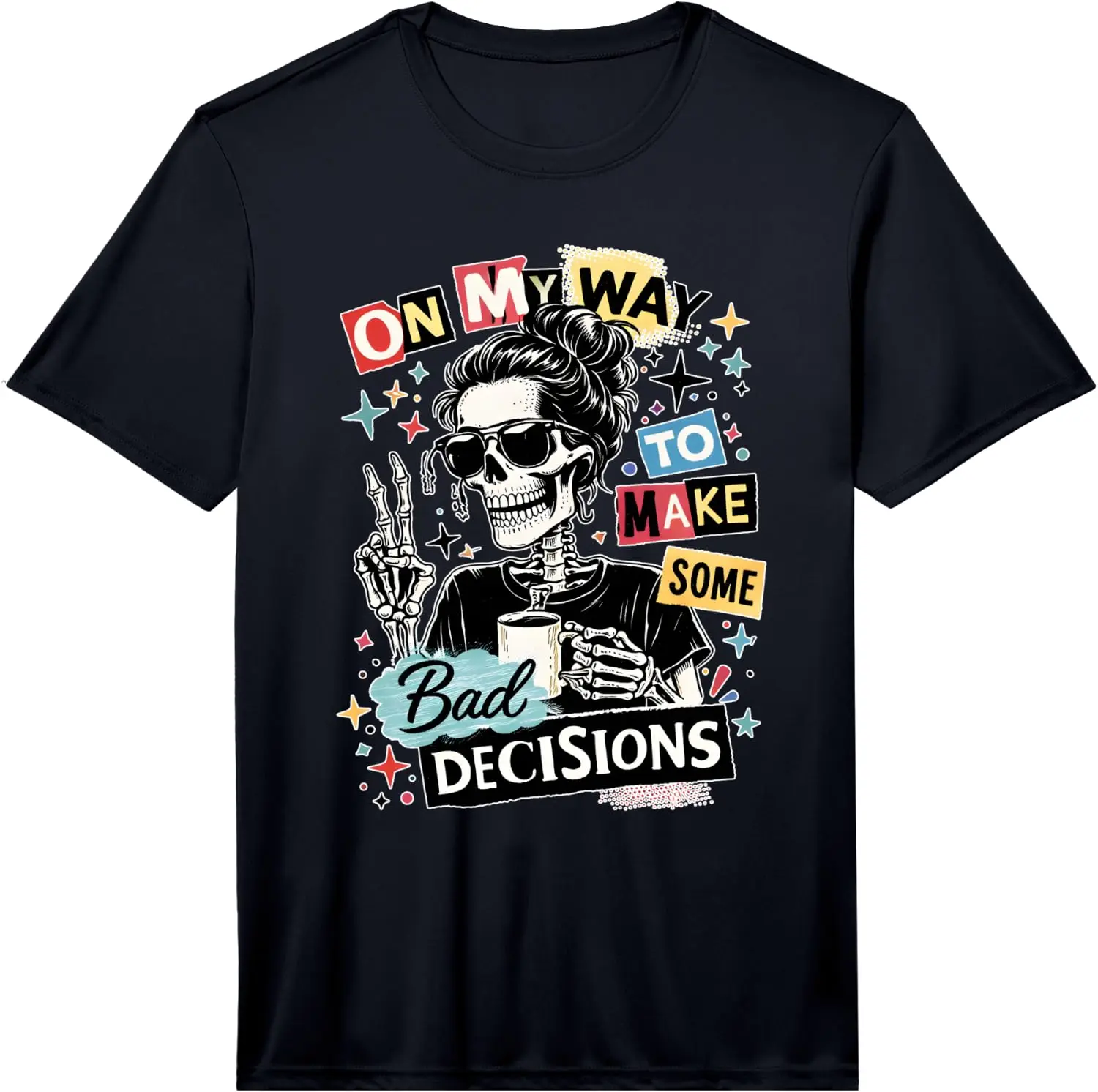 Mens On My Way To Making Bad Decisions Skeleton Performance T-Shirt 100% Cotton Trendy Y2K Short-Sleeve Tee – Soft,