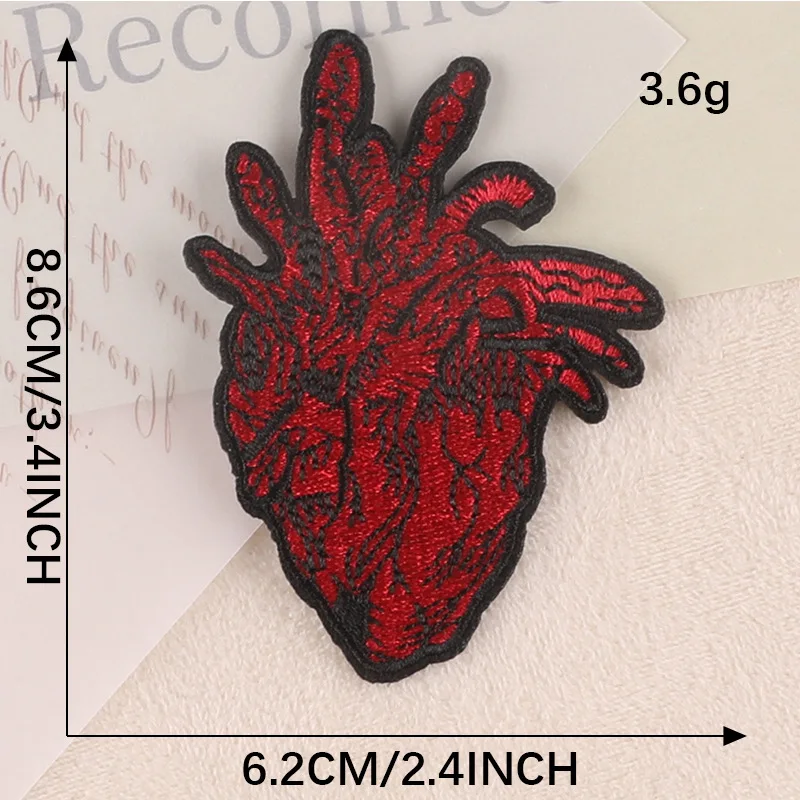 Aufnäher zum Aufnähen für Kleidung, Herz, Eisen, bestickt, schmelzbar, thermoadhäsive Designer-Mochila, Transfers de Con, Plancha, Stoffjeans – Detail 10