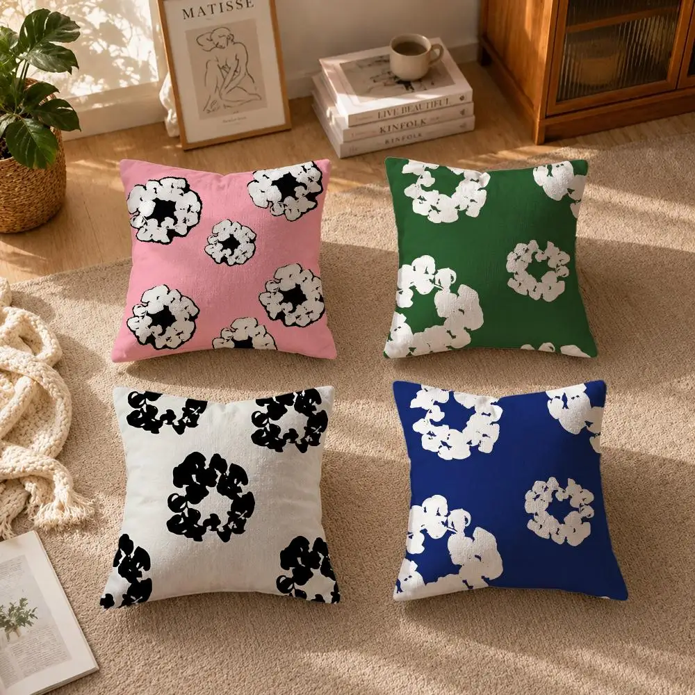 D-Den-im T-Tea-rsS Cushion Cover Soft Short Plush Zippered Cushion Covers 40/45/50cm Square Decor for Sofa Home