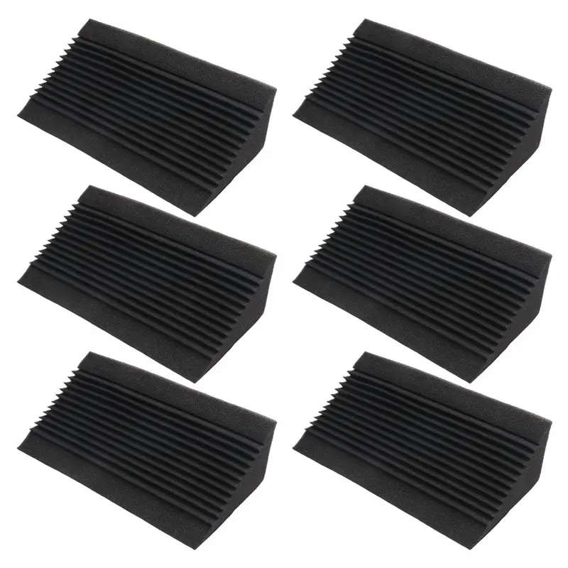 6 PCS Acoustic Foam Charcoal/Black Bass Trap Sound Absorption Studio Soundproofing Corner Wall 12 X 12 X 24 Cm-[A04I Tools]