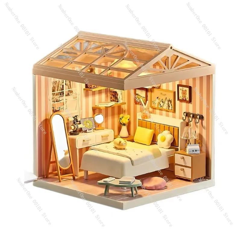 Little Town Diary DIY Miniature World House Model, Landscape Scene Handmade Assembly Building Block Toy Gift