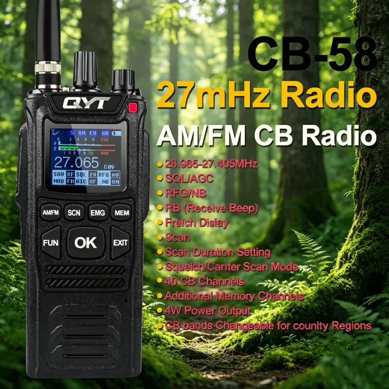 QYT CB-58 Shortwave FM AM Wireless Handstand CB Machine 26-27MHZ 20W Output Power Long Ran Walkie Talkie Communication