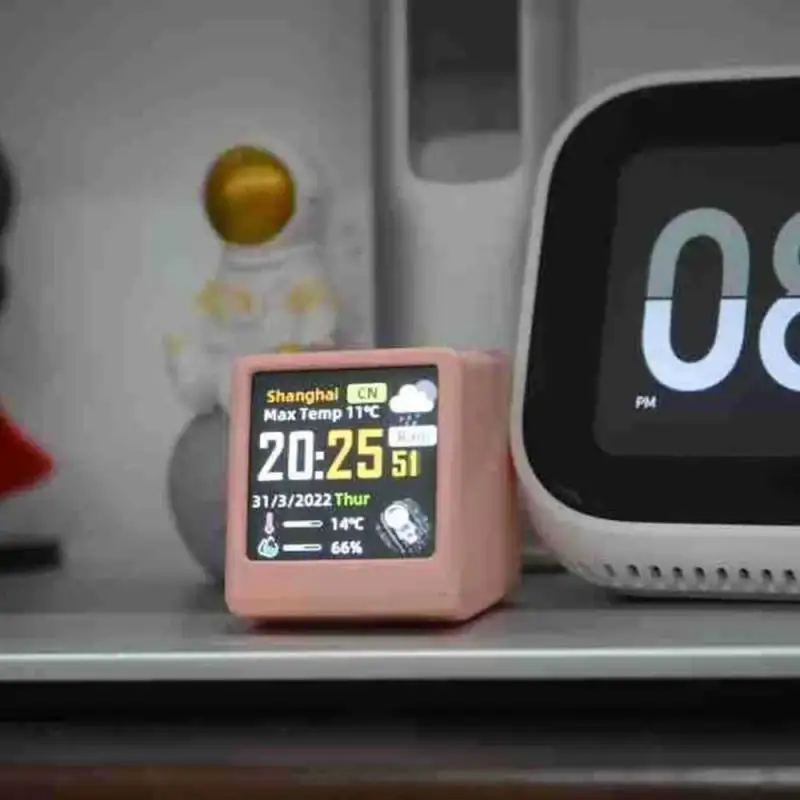 Station Météo Intelligente Créative de Bureau, Horloge Numérique LCD LED Wifi, Capteur Électronique Therye.com Hygromètre Extérieur