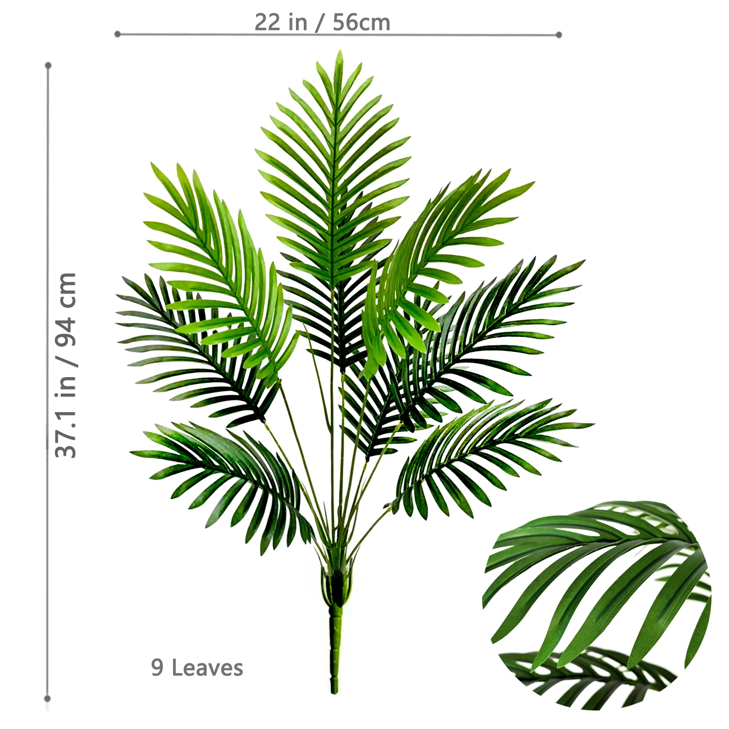 NONE 68–145 cm (57 Zoll) künstlicher Palme, tropische Kunstpflanze, grüne Kunststoff-Palmenblattzweige, geeignet für die Dekoration von Hausgarten 3