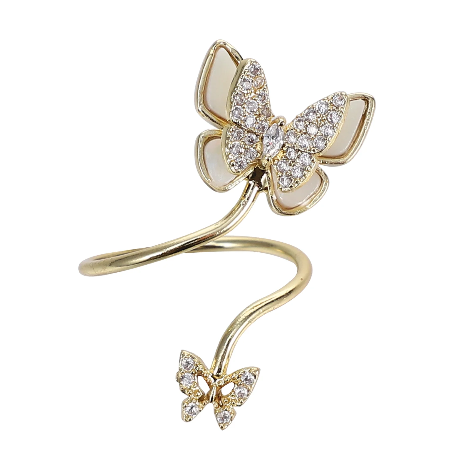 Nail Butterfly Ornaments Charmful Accessory Decoration Jewelry Banquet Women Rings Copper Inlaid Zircon