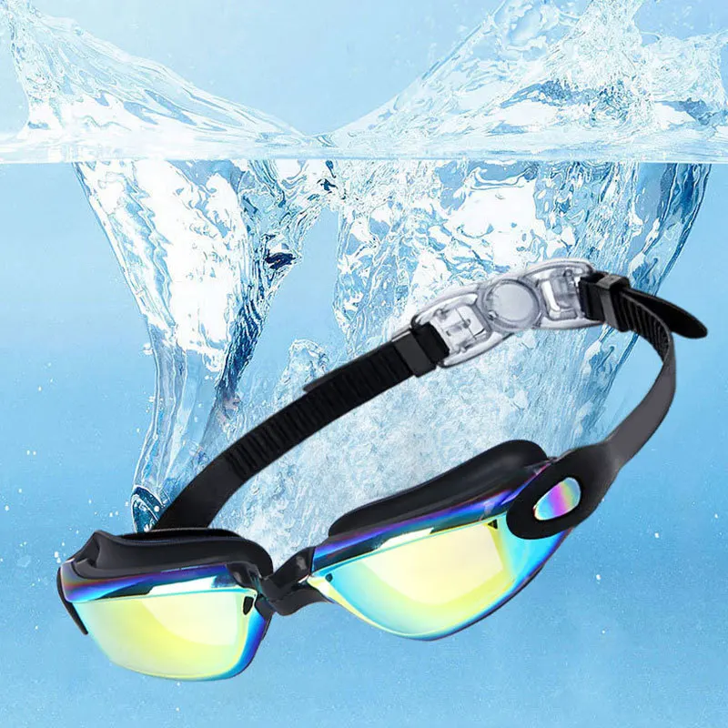 New Silicone Swimming Goggles Men Women Electroplating Colorful Adjustable Professional Swimming Glasses Waterproof Anti-Uv