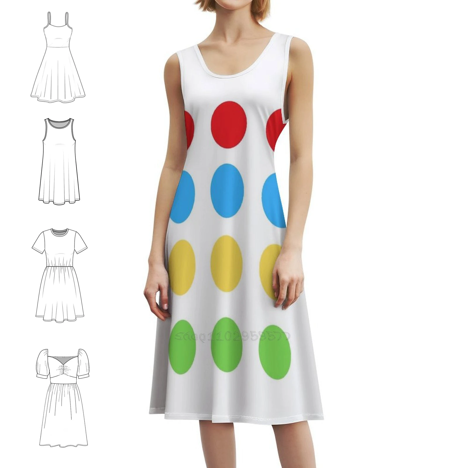 Twister jogo traje de halloween estilo coreano vestido para mulher elegante vestido casual para festa ou uso diário twister twister jogo