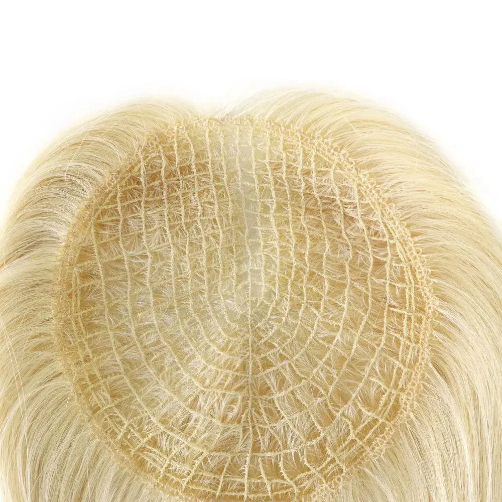 Cabello virgen 6x6,5 pulgadas Base Fishnet Topper piezas de cabello humano tupé para mujeres 16 "cabello liso de integración