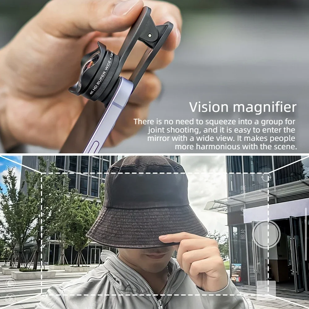 Lente macro ultra grande angular estendida 4k, para filmagem auxiliar, celular, câmera de transmissão ao vivo, acessórios para selfie