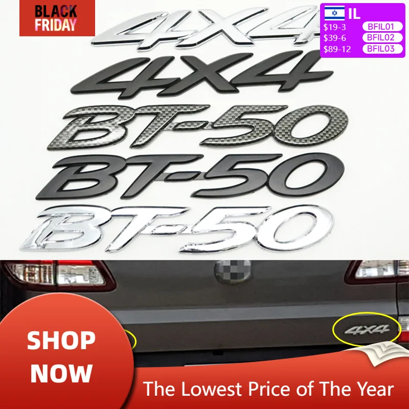 For BT50 BT-50 4X4 Rear Trunk Logo Letter Emblem Tailgate Nameplate Sticker