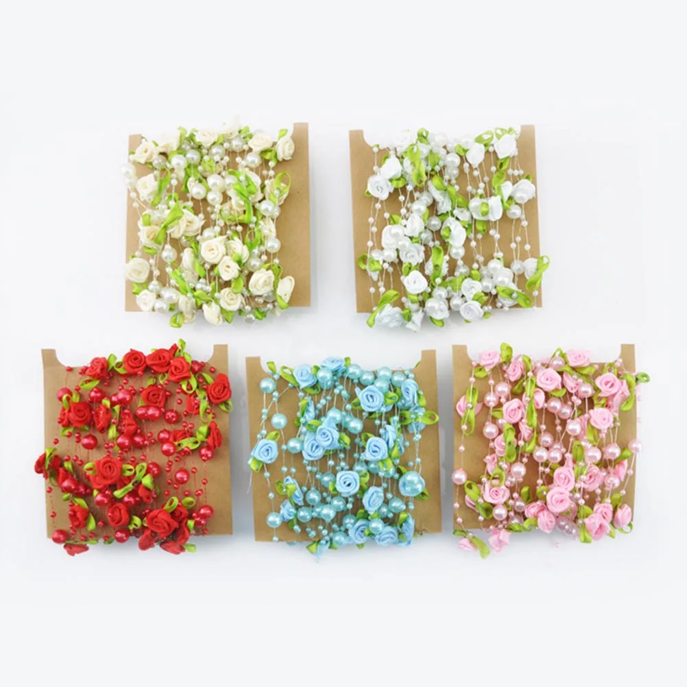 

5 M Handmade Rose Bead Chains Wedding Party Decoration Flower Garland Pearls Beads Garlands