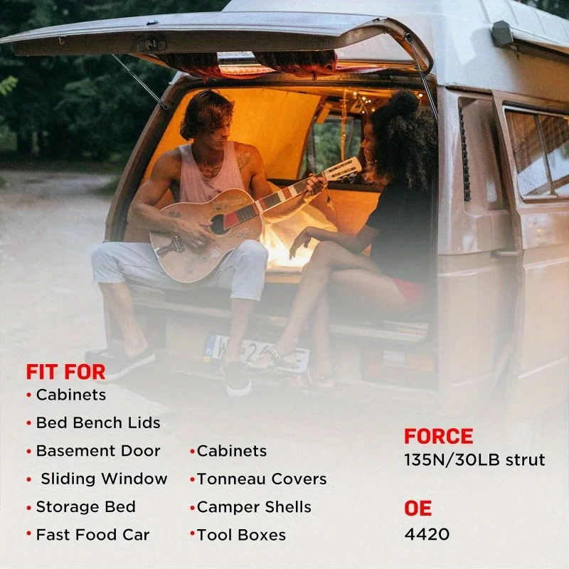 4420 12" 30lb Gas Struts (2 Pcs) - for Cabinets, Bed Bench Lids, Basement Door, Storage Bed