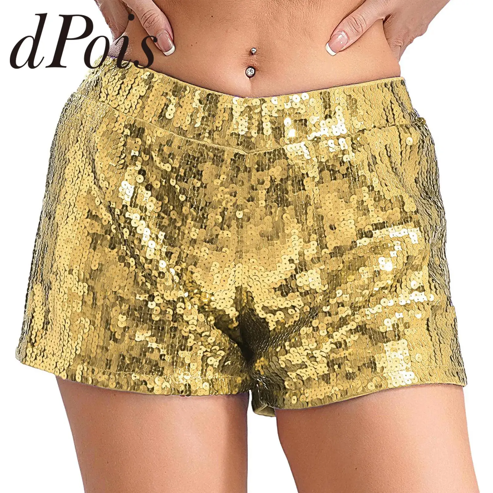 Women Glitter Sequins Hot Pants Shiny Dance Shorts Sequin Booty Shorts Rave Party Club Pole Dancing Music Festival Stage Costume