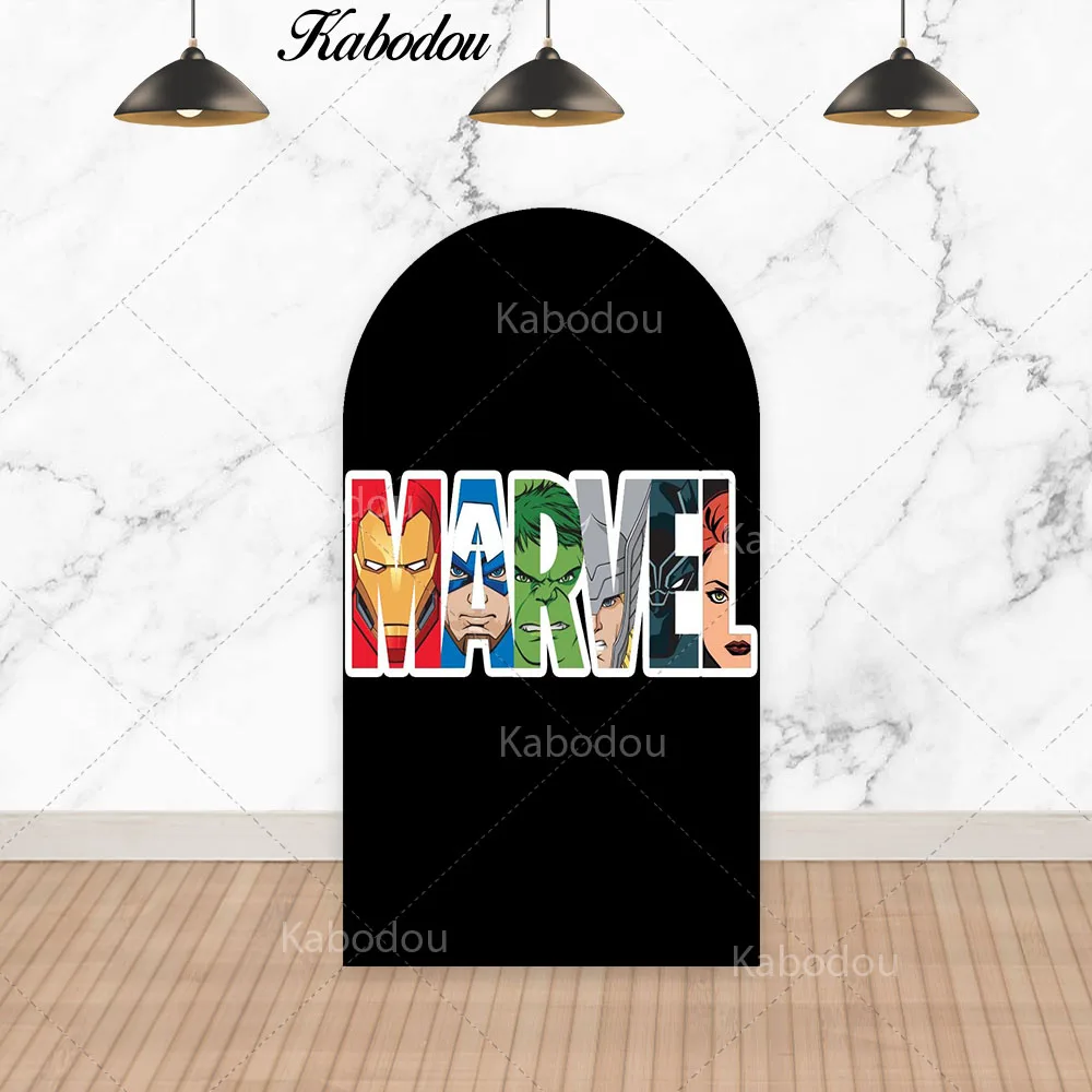 The Avengers Arch Photo Backdrop Arched Wall Kids Birthday Marvel SuperHero Theme Spiderman Hulk Photography Background