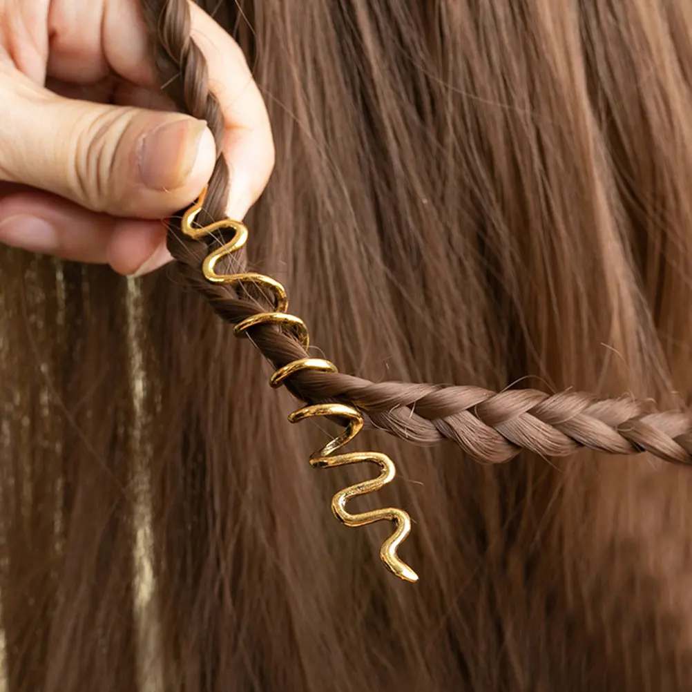 28Pcs Vintage Ethnic Braid Hair Accessories Snake Viking Dreadlock Jewelry Beads for Braiding Hair Jewelry Party Wedding Fashion
