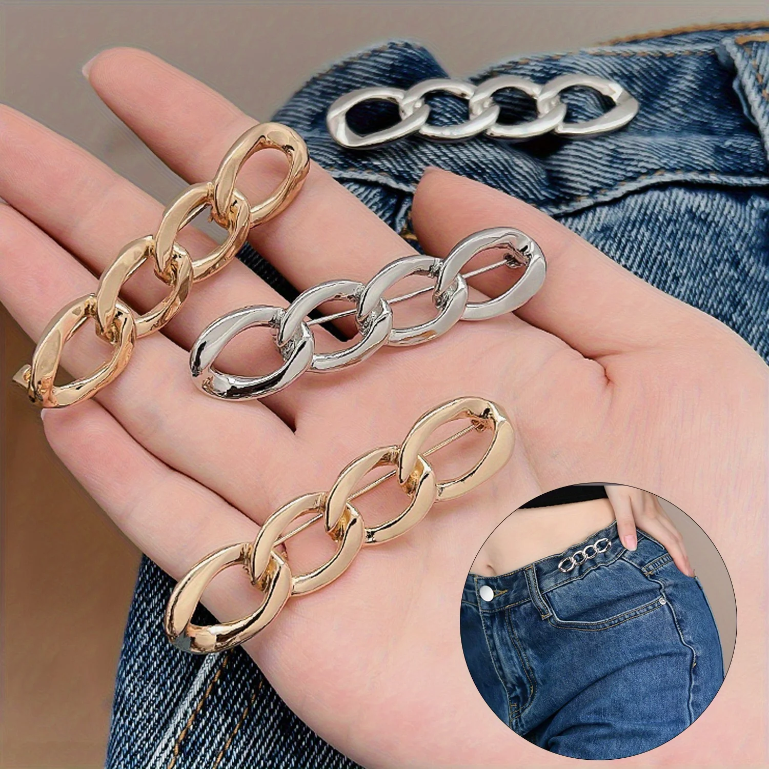 6 Pcs Jeans Button, Pant Waist Tightener Pins No Sewing Tightening Waistband Tightener for Pants Jeans Skirts